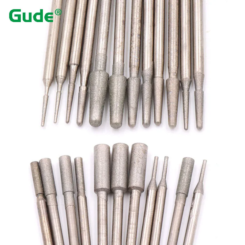 2Pcs 600# 1200# Cylinder Diamond Grinding Head A Needle Round /Flat Head Polishing Grinding Head  Rotate Engraving Tools