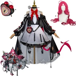 Game Arknights Nymph Cosplay Costume Sarkaz Kazdel Operator Caster Black Cloak Dress Uniform Bag Wig Woman Sexy Carnival Suit