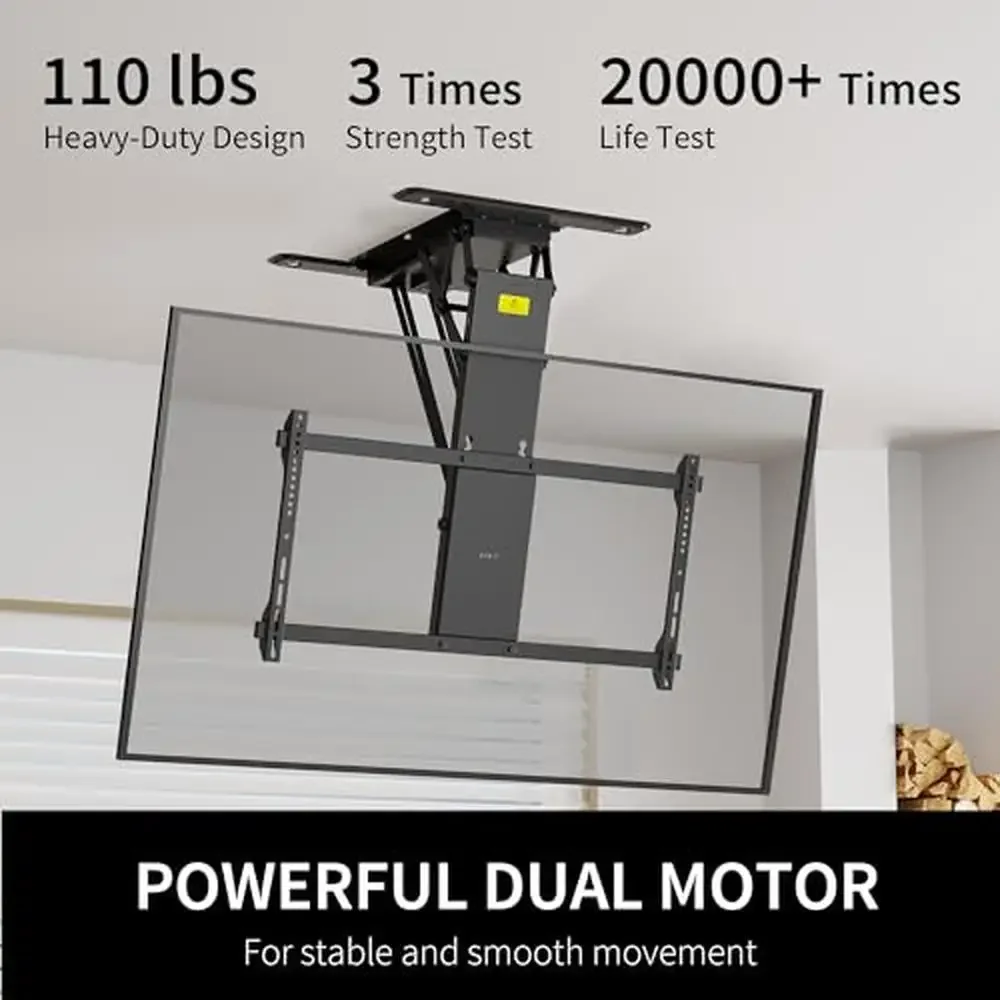 Decken-TV-Halterung, 40–85 Zoll, ferngesteuert, motorisiertes VESA-Dach, schwarzer SteelFlip-Down-Master-Pack aus Stahl