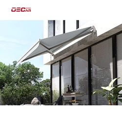 full Cassette Retractable Folding Arm Awning Polycarbonate PU coated retractable Awning retractable