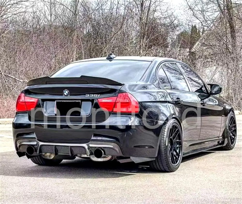 Black/Carbon Fiber Look E90 Car Rear Trunk Lip Spoiler Wing Lip PSM Style Rear Wing Spoiler For BMW E90 3 SERIES M3 2006-2011