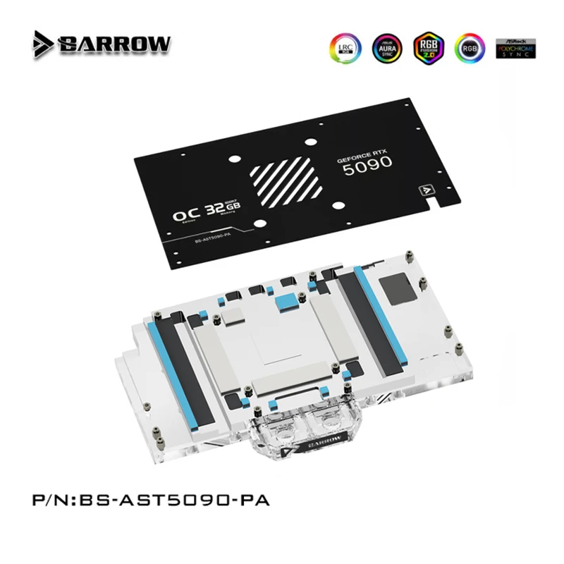 

Водяной блок графического процессора Barrow для игровой карты ASUS TUF RTX 5090 D O32G Viedo, радиатор с полным покрытием BS-AST5090-PA