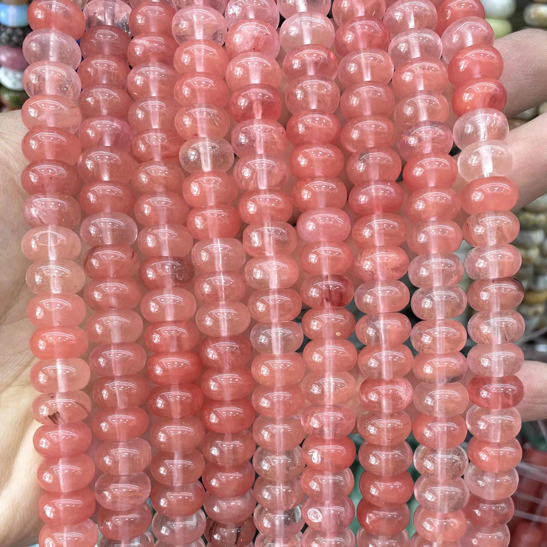 4 6 8 10 MM Naturstein Tigerauge Quarz Aventurin Flache Rondelle Raum Perlen Für Schmuck Machen Diy Halskette zubehör – Detail 12