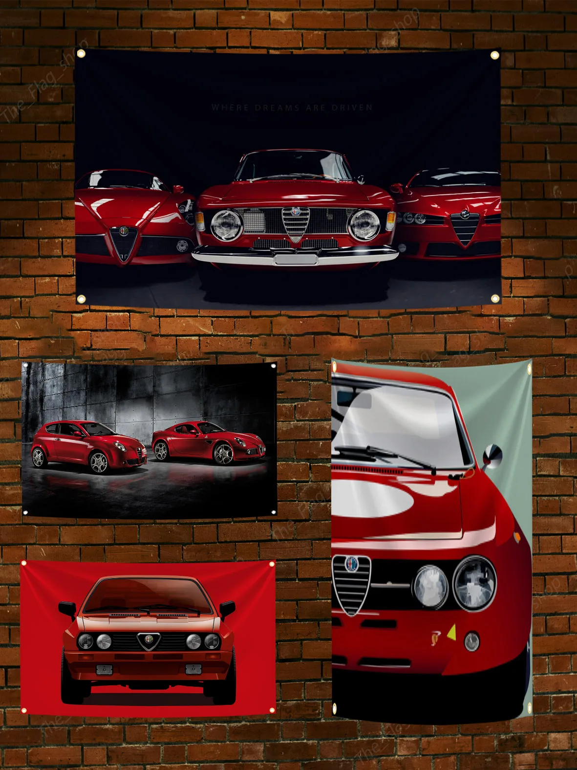90x150cm A-Alfa Giulia Four Leaf Clover Racing Car Flag Polyester Digital Printing Banner for Garage Decoration Tapestry