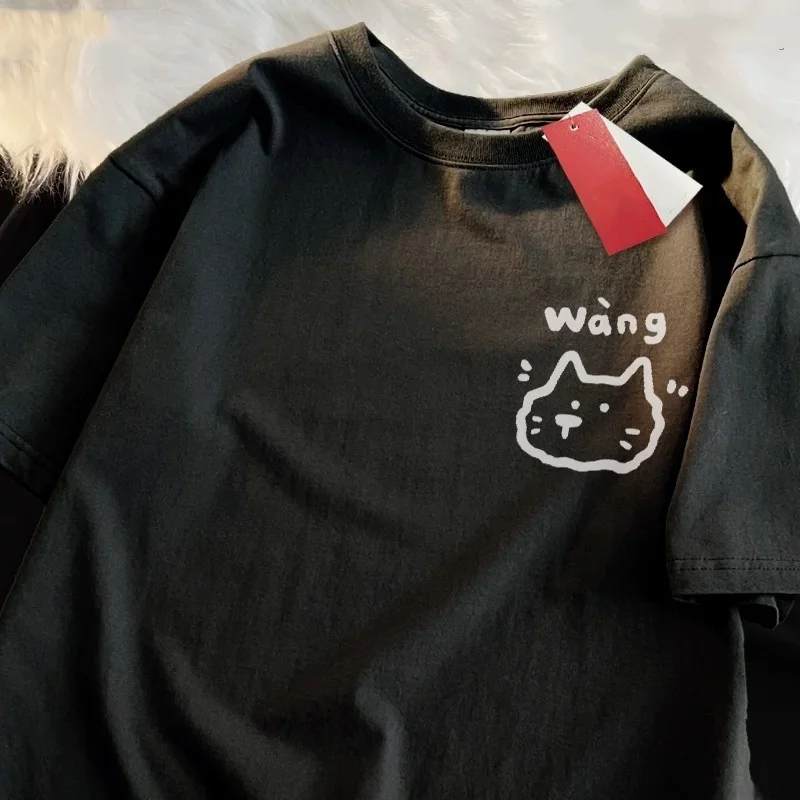 

Футболки для пар с мультяшным животным принтом, хлопковые футболки в тон His & Hers, уличная одежда большого размера, 5XL, мягкая дышащая летняя мода