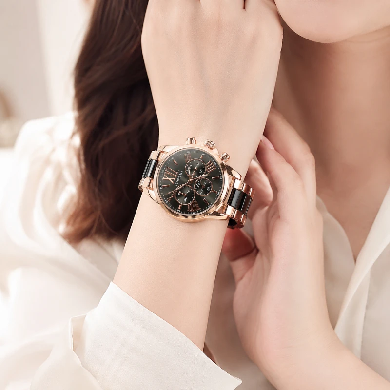 

CONTENA Luxury Women's Watch Fashion Stainless Steel Quartz Wristwatch Elegant Dress Ladies Watch Gift for Women reloj mujer