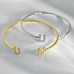 DOREMI Custom Letter Bracelet Baby bangle Plain letter Setting Initial bracelet Child & Adult size for  Unique Cuff Jewelry