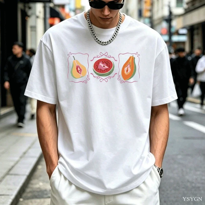 Coquette Vulgar Fruit T-Shirt Funny Fruit Feminist T-Shirts Summer Men Women Ladies Short SleTshirt Unisex Streetwear Tops