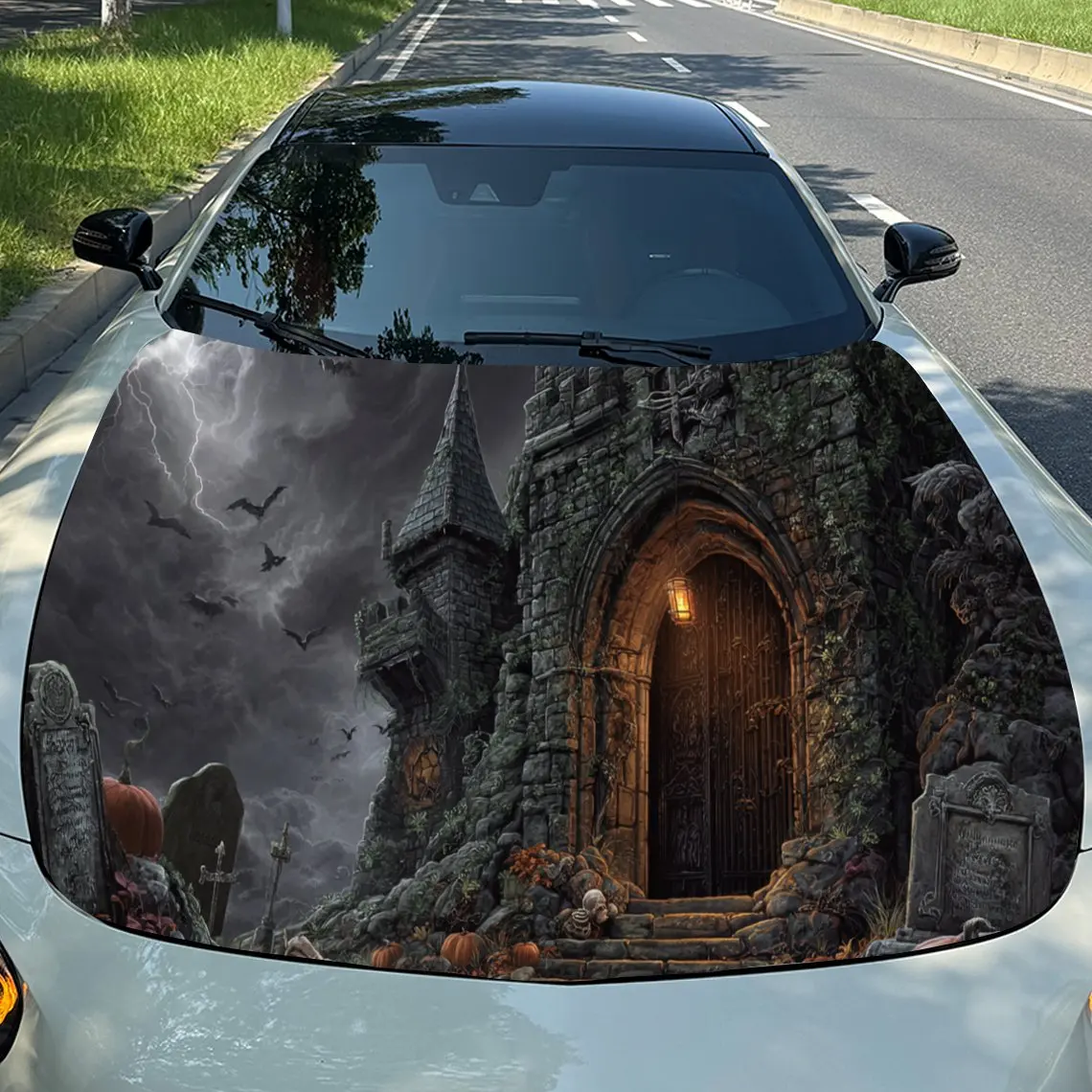 

Наклейки на капот автомобиля Eerie Forest Castle — самоклеящаяся, водонепроницаемая и прочная виниловая пленка, украшение и защита вашего автомобиля, подходят для