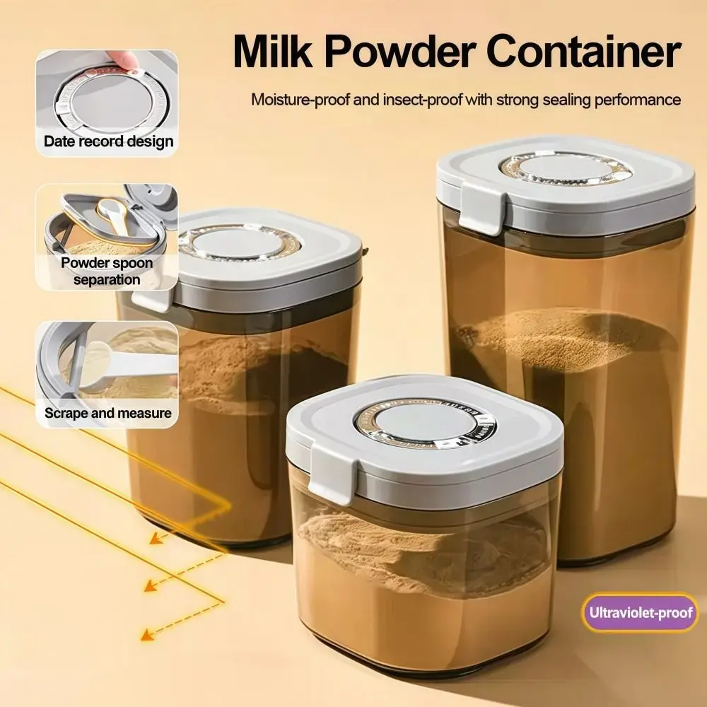 

1800/1300/800ML Baby Milk Powder Sealed Can with Spoon Food Grade Milk Powder Container Light Blocking Moisture-proof
