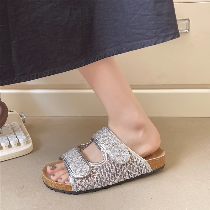 

Женская обувь, сандалии на танкетке, женские летние сетчатые пляжные сандалии с эластичной лентой, спортивные повседневные женские сандалии на танкетке с открытым носком