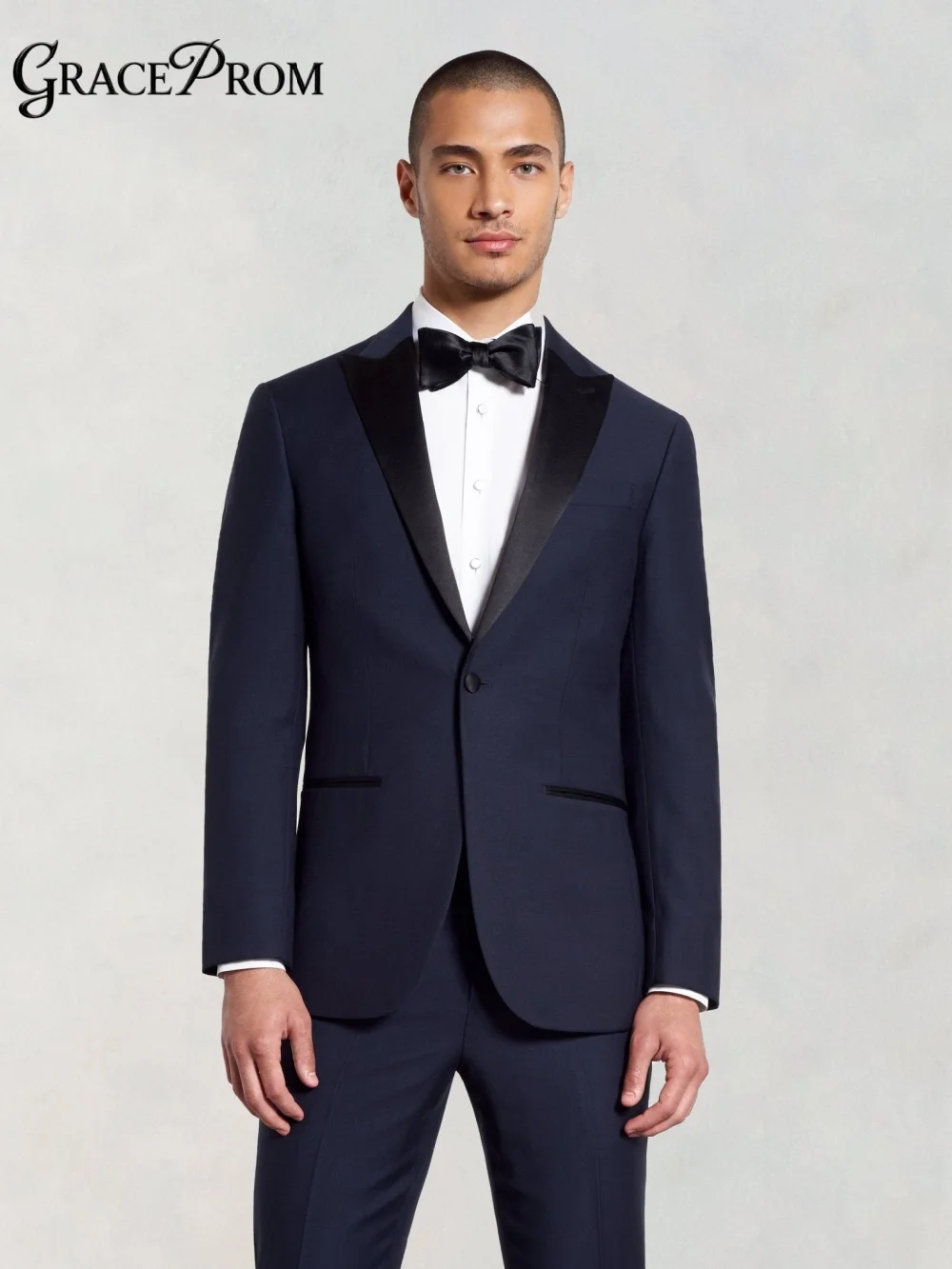 Men's Navy Shawl Lapel Tuxedo 2-Piece Suit 2026 Slim Fit Groom Wedding Formal Jacket Pants Set for Prom Party Customizable