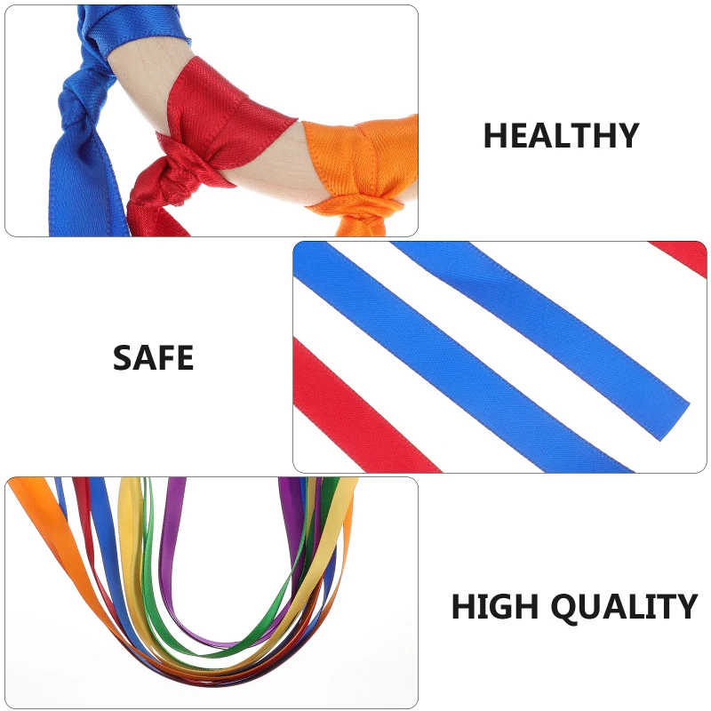 Giocattolo sensoriale stile Montessori con nastro arcobaleno Anello per nastro per bambini non tossico senza BPA I neonati sviluppano il giocattolo sensoriale per il riconoscimento dei colori