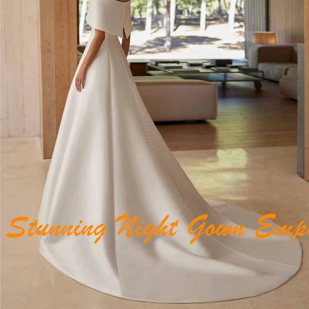 Temperament Shawl Pleats Chapel Train Evening Dresses Graceful A-Line Strapless White Satin Party Gowns فساتين سهره نسائيه فخمة