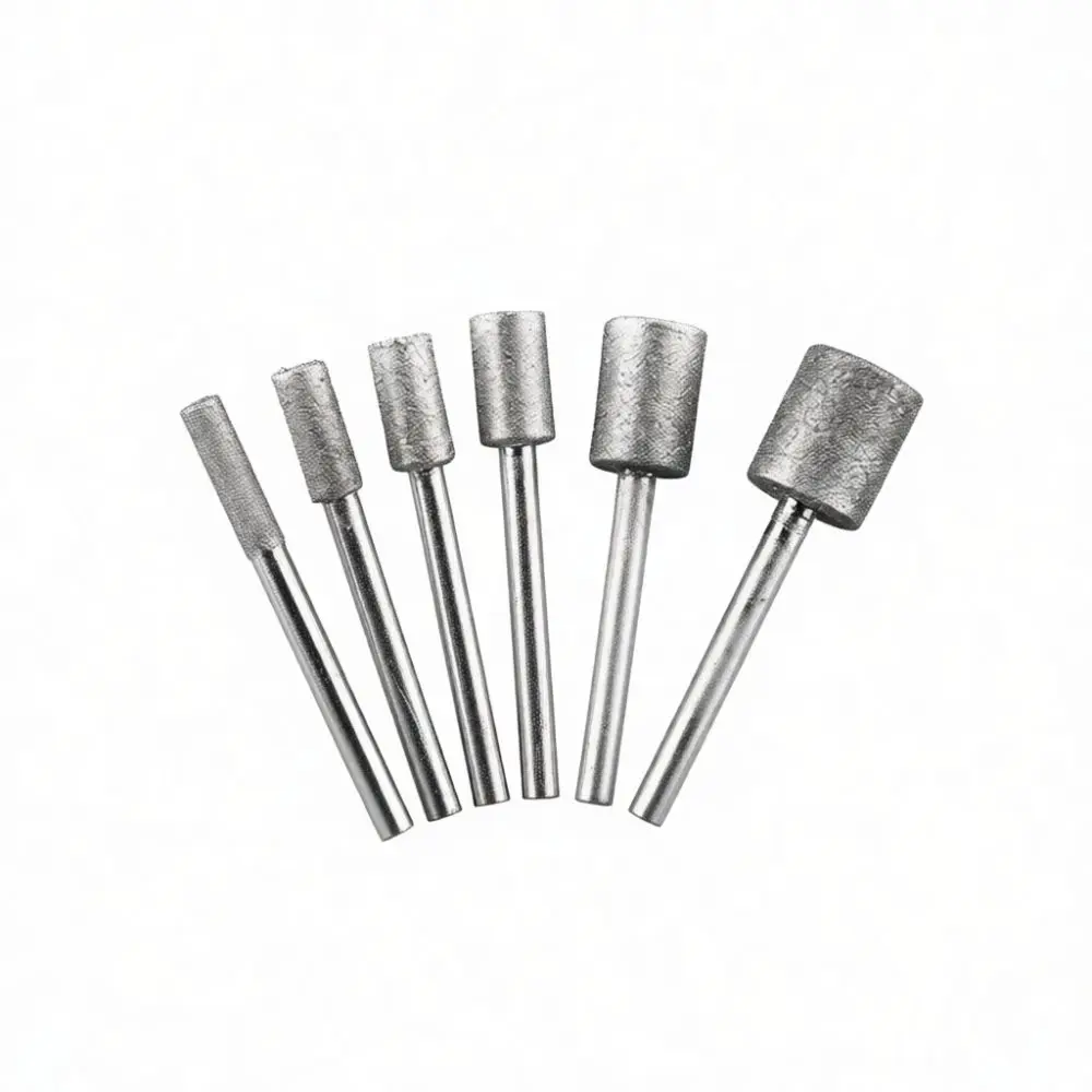 Diamond Grinding Burr Set For Jade Polishing Engraving Tools Durable Abrasive Cylinder Tapered Bits For Rotary Drill