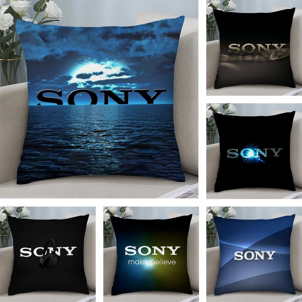 

S-S-SonyS Logo Pillow Case Short Plush Pillow Covers Sofa Decorative Gift Home Double-sided Printing Cushion Cover