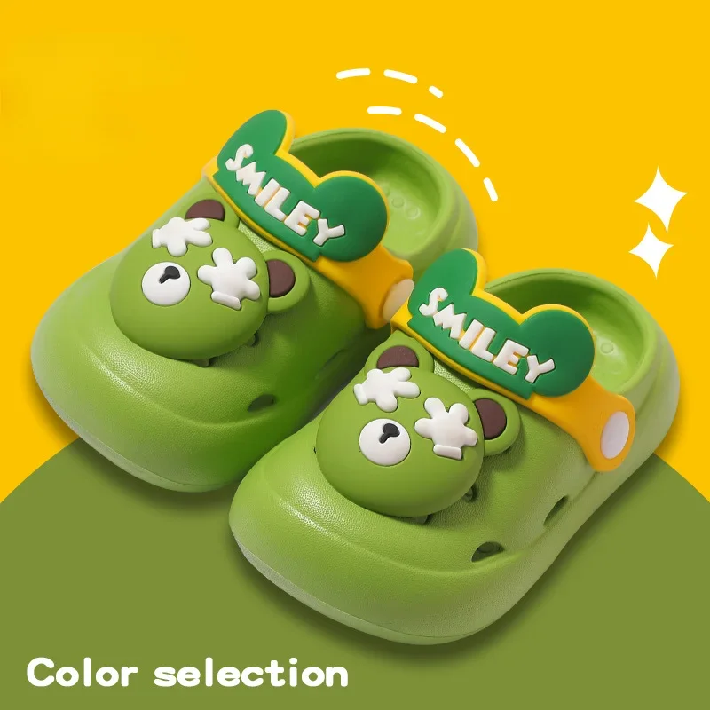 Baby Breathable Anti-Slip Slippers for Boys and Girls Soft Sole Cartoon Light Baotou Beach Cool Slippers Summer