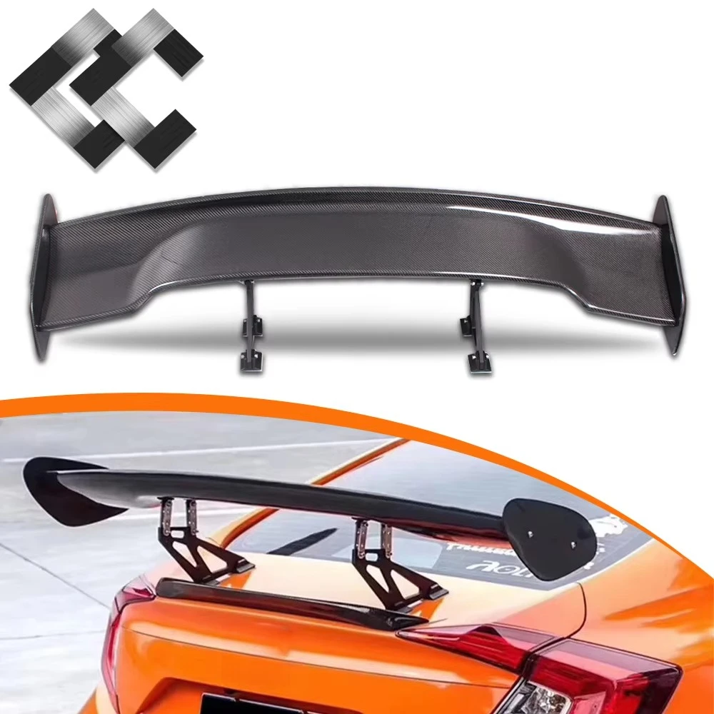 

Racing Rear Spoiler GT Style 57Inch Carbon Fiber Car Trunk Wing Spoiler Adjustable Bracket Universal Car Spoiler Tail