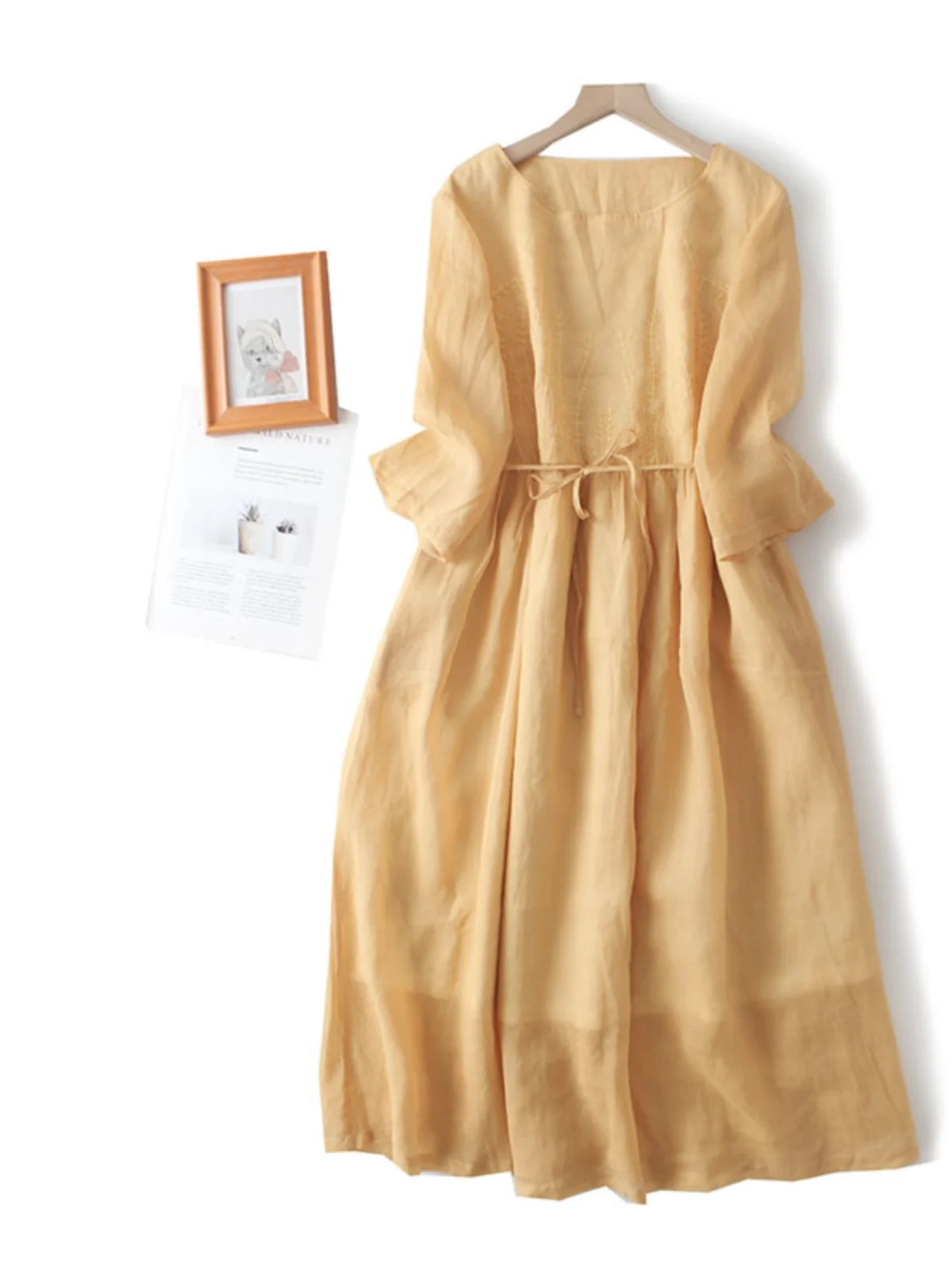 

Женская юбка миди с вышивкой, поясом, приталенная, с расклешенным подолом, из смесового хлопка и льна, удобная, дышащая, летняя