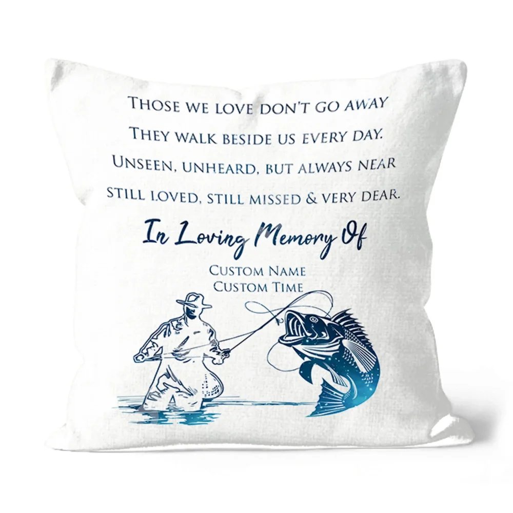 Fishing Memorial Pillow for Loss of Fisherman, Father, Husband Memory Throw Pillow, Fishing Remembrance Throw Pillow Cover food