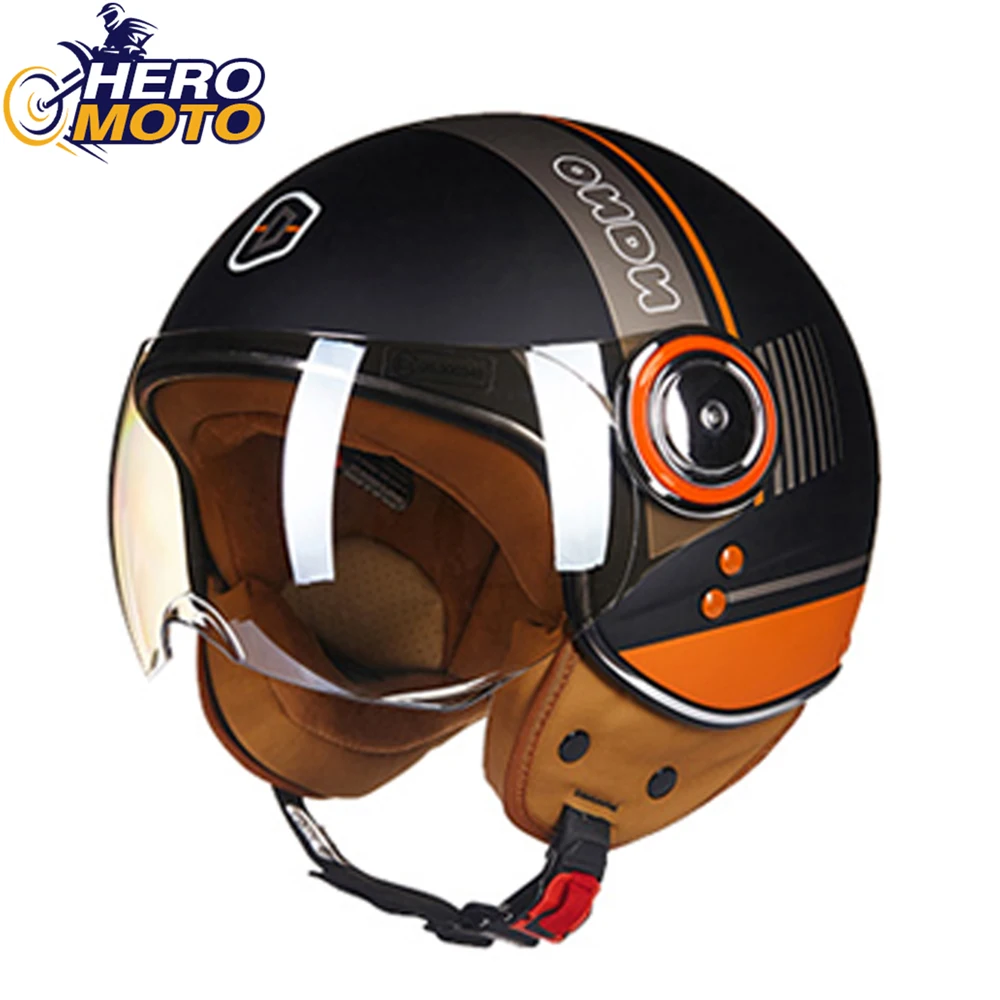 

BEON Motorcycle Helmet 3/4 Open Face Vintage Moto Helmet Chopper Moto Capacete De Moto Moto Scooter Motorbike Helmet Men Women