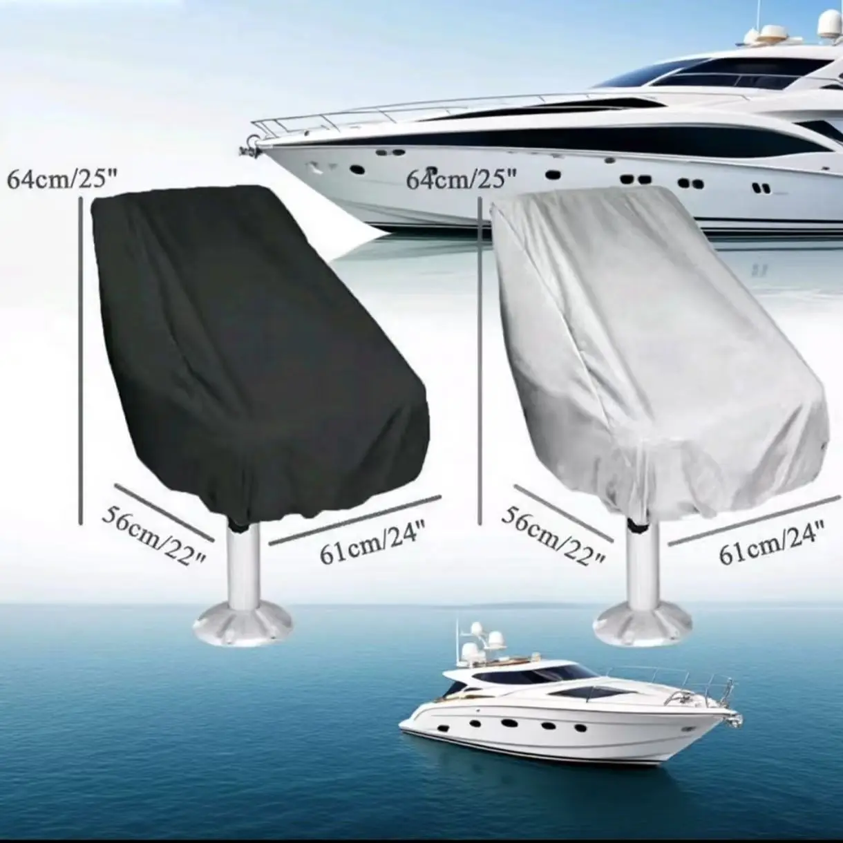 

Boat Seat Rain Cover Waterproof Dustproof Protective Cover for Yacht Captain Chair, outdoor chair Anti-UV Black Universal Fit