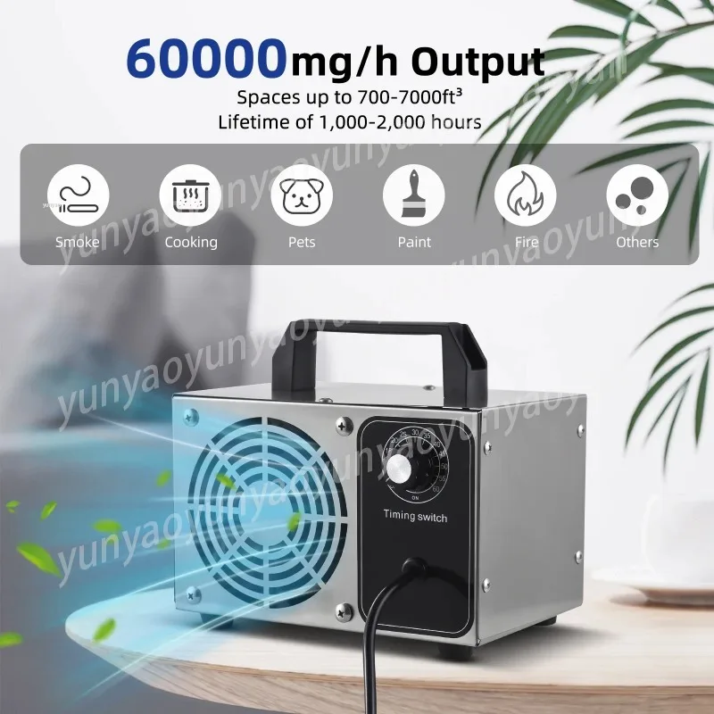 Ozone Machine Odor Removal Ionizer Air Purifier Ozone for Home Car Pet with Portable Handle 0-60min Timer
