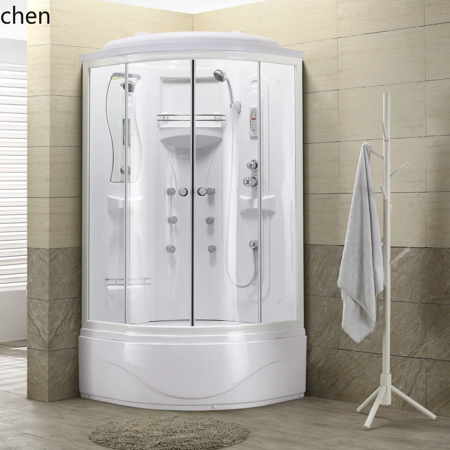 غرفة استحمام متكاملة لمشاهير الإنترنت من HTT، غرفة حمام منحنية عالية الحوض، حمام مستطيل بحوض منخفض