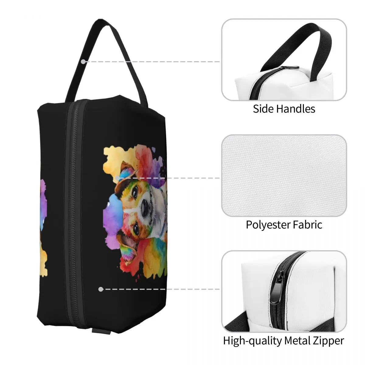 ジャックラッセルテリア水彩肖像画化粧バッグ化粧品オーガナイザー収納 Dopp キットトイレタリー化粧品バッグ鉛筆ケース