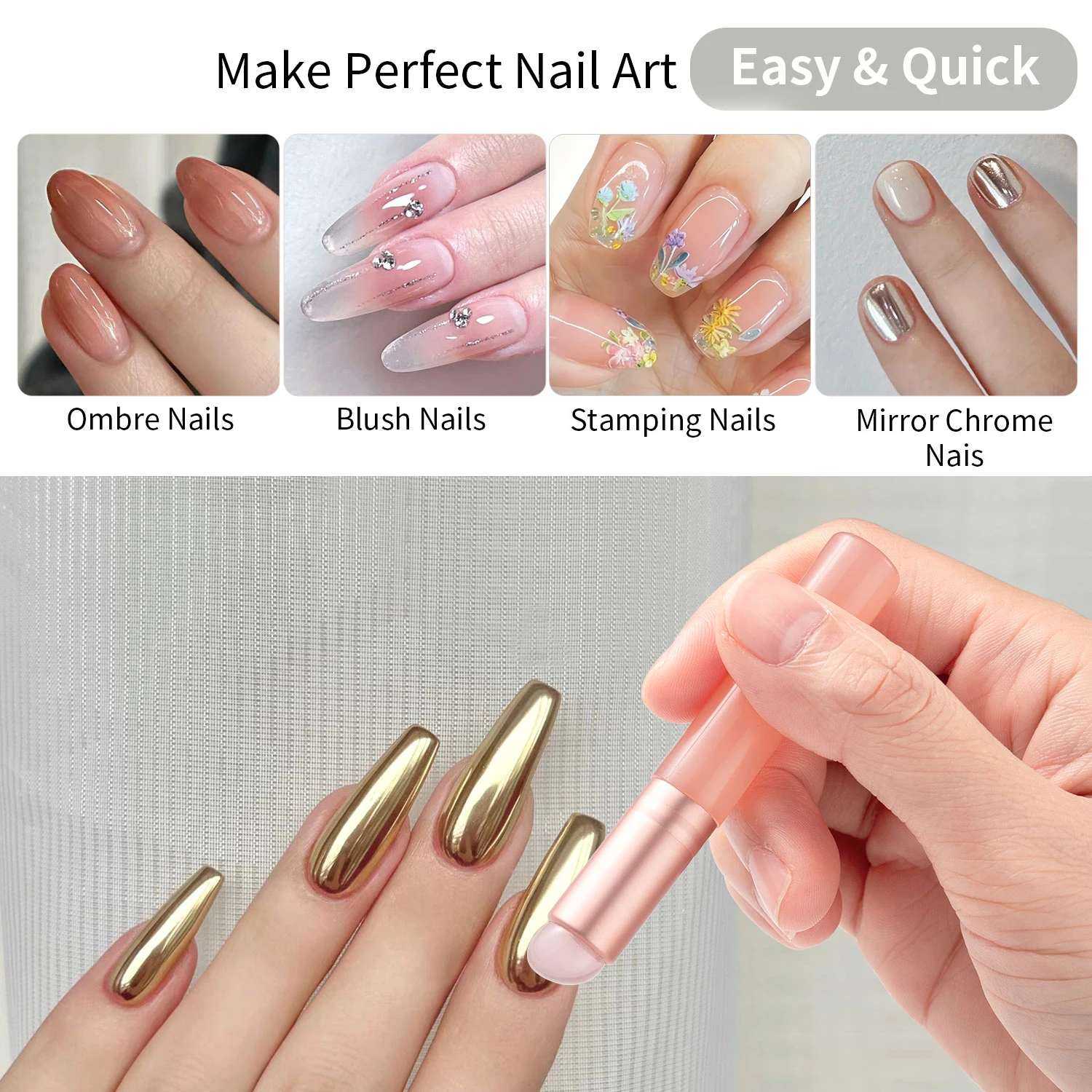 Mini Silicone Tip Nail Art Brush for Mirror Powder Pigment and Blush Application Reusable Manicure Tool for Gradient Effects