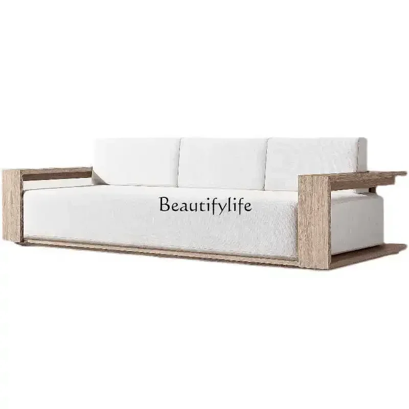 

LOutdoor sofa teak open-air garden simple modern waterproof sunscreen sofa