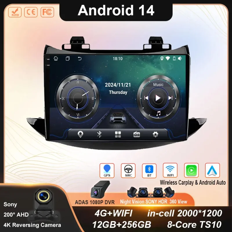 

For Chevrolet Tracker Trax 2016 - 2019 Android 14 Auto Car Radio Multimedia Video Player Bluetooth GPS Navigation DSP Carplay BT