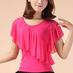 Stylish Loose Spliced Ruffles Asymmetrical Blouse Women's Clothing 2023 Summer New Oversized Casual Pullovers Irregular Shirt