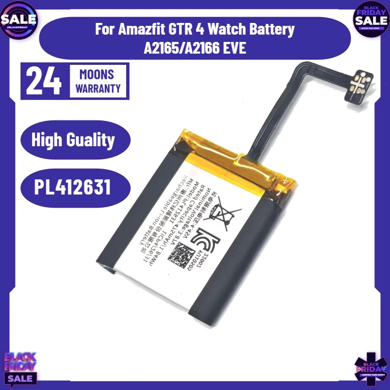 

New 475mAh PL412631 Battery for Amazfit GTR 4 Watch Battery A2165/A2166 EVE Repair Replacement Part