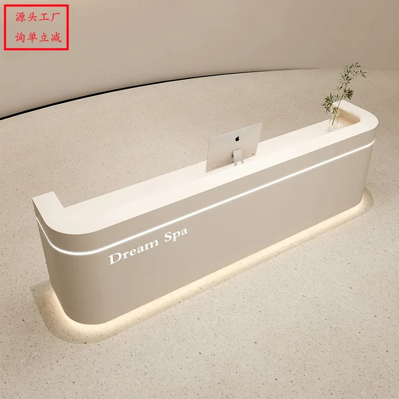 Simple front desk checkout page imitation marble pattern baking paint beauty salon front desk clothing store office reception de