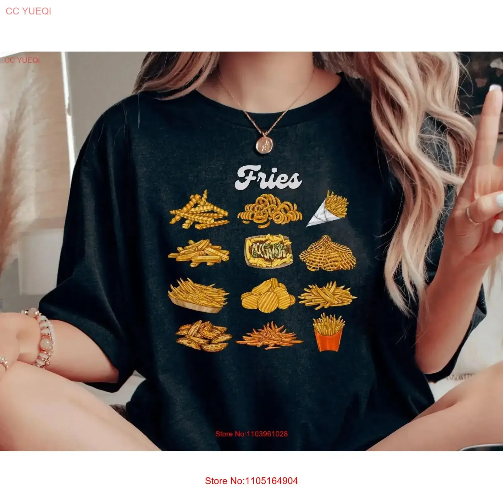 Pommes Frites T-Shirt Fry Lover Lustiges Essen für BBQ Fast Foodie Junk Vintage Washed Fashion Lässige Unisex-Designerkleidung