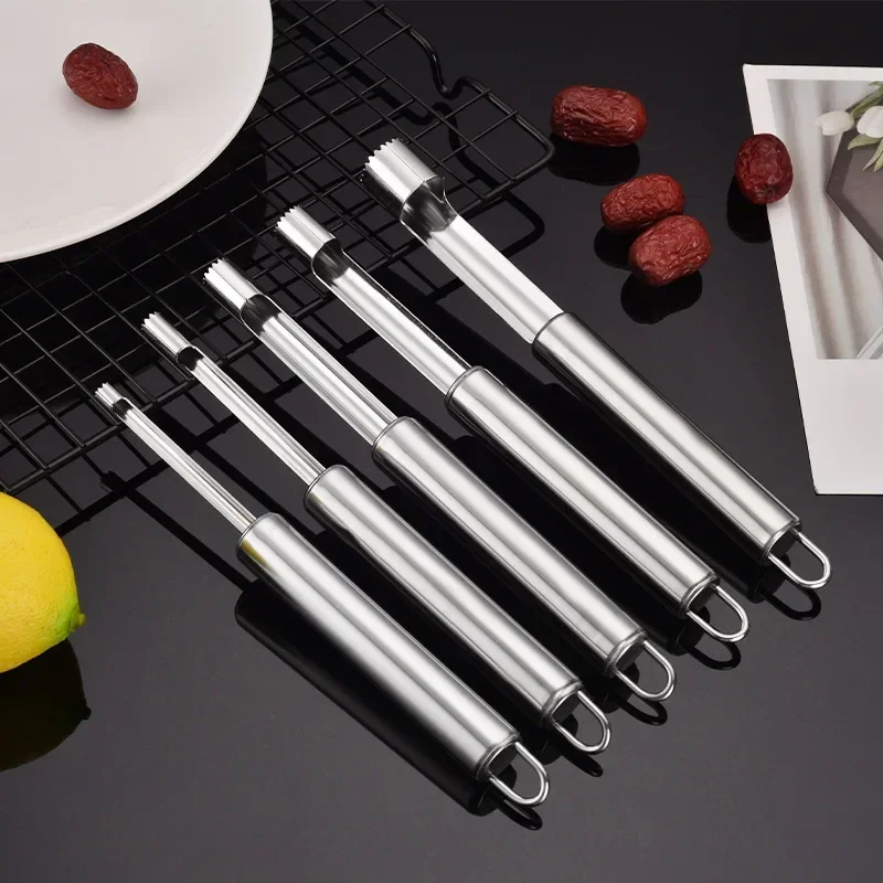 1 Pc  Stainless Steel Fruit Corer Red Dates Apple Pear Corer Fruit Seed Core Remover Slicer Knife Kitchen Fruit Vegetable Tools