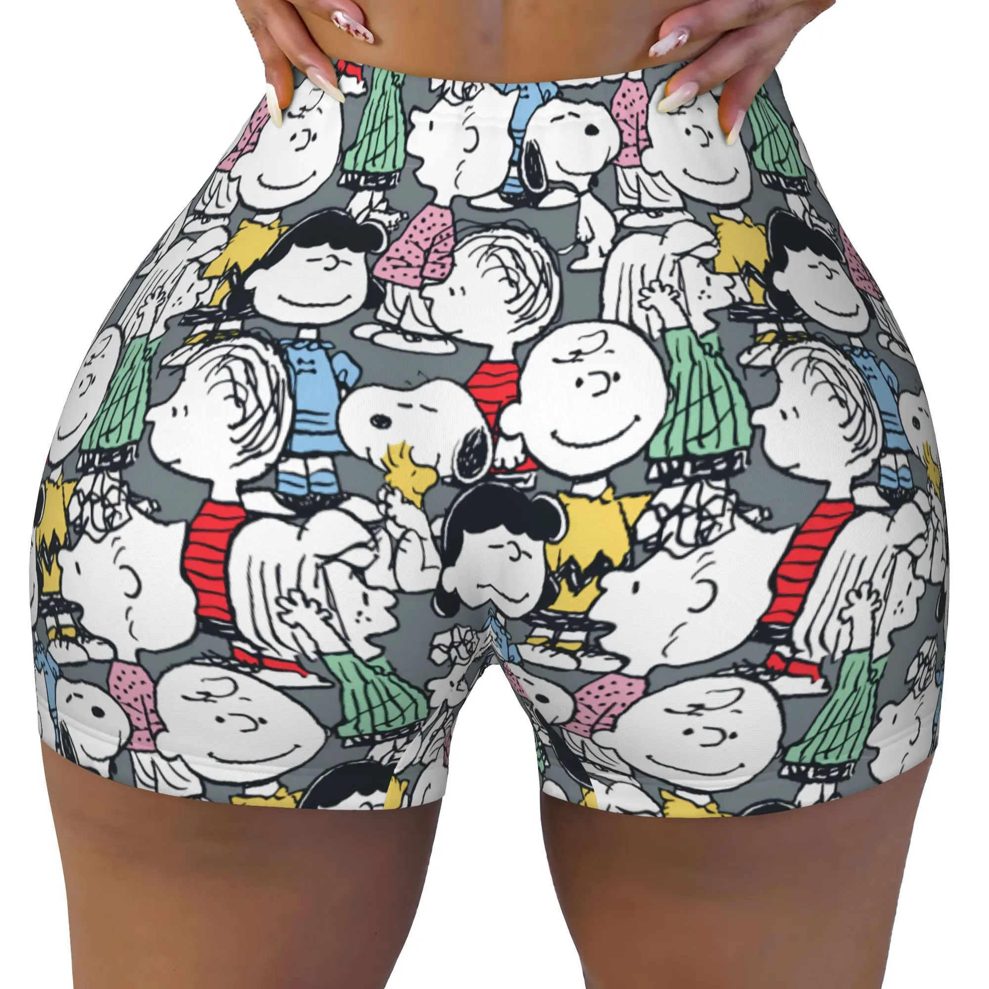 Custom S-snoopies Cartoon Workout Shorts Women's Anime Gym Volleyball Running Yoga Shorts