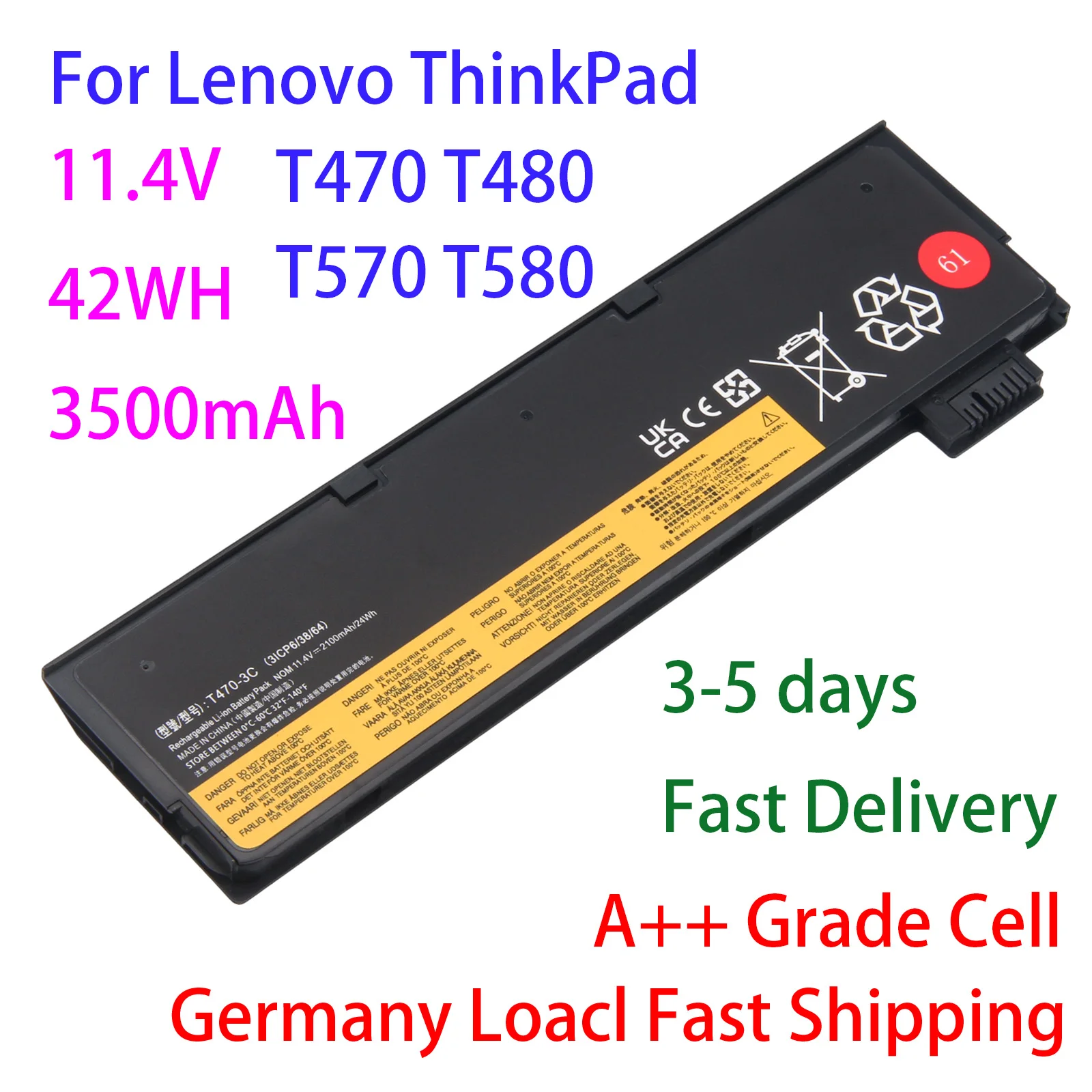 Image of 24Wh 2100mAh 01AV423 Batteria pro ThinkPad T470 T570 A475 A485 T480 T580 P51S P52S TP25 01AV42SB4 SB10K97581 01AV905