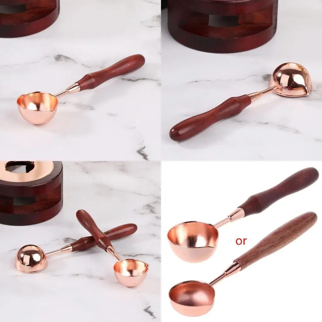 

Vintage Wooden Sealing Wax Stamp Anti-Warm Spoon for Melting Furnace Seal Scrapb high quality