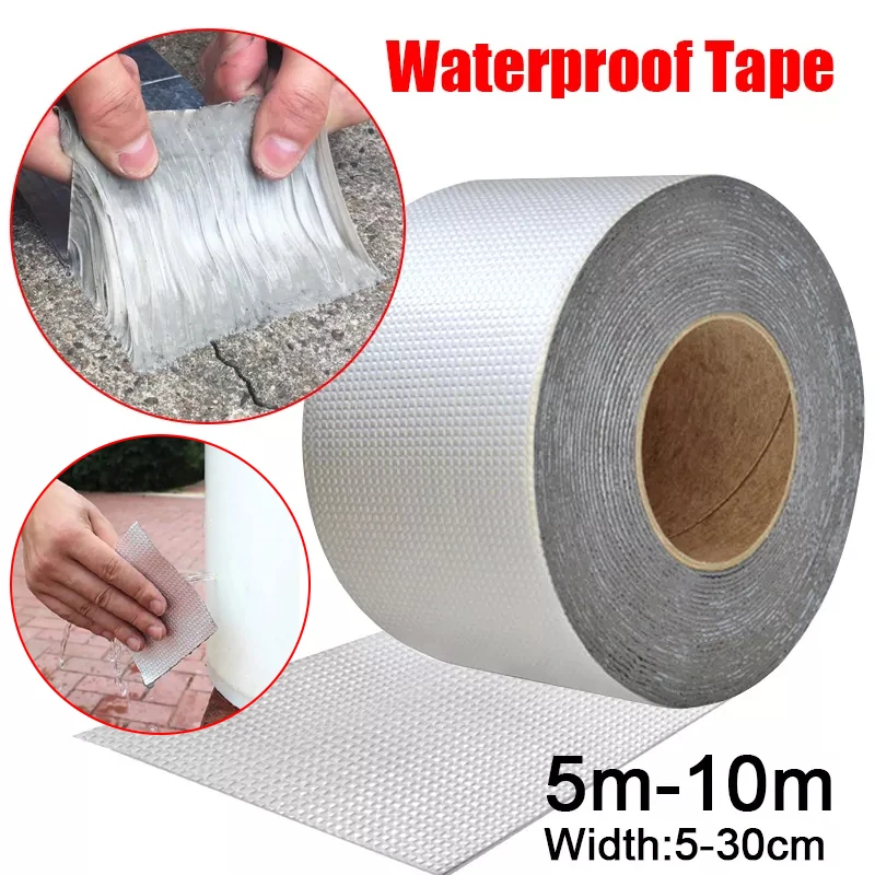 Cinta impermeable resistente a altas temperaturas, papel de aluminio grueso, cinta de butilo para reparación de conductos de techo, grietas de pared, 5-10M