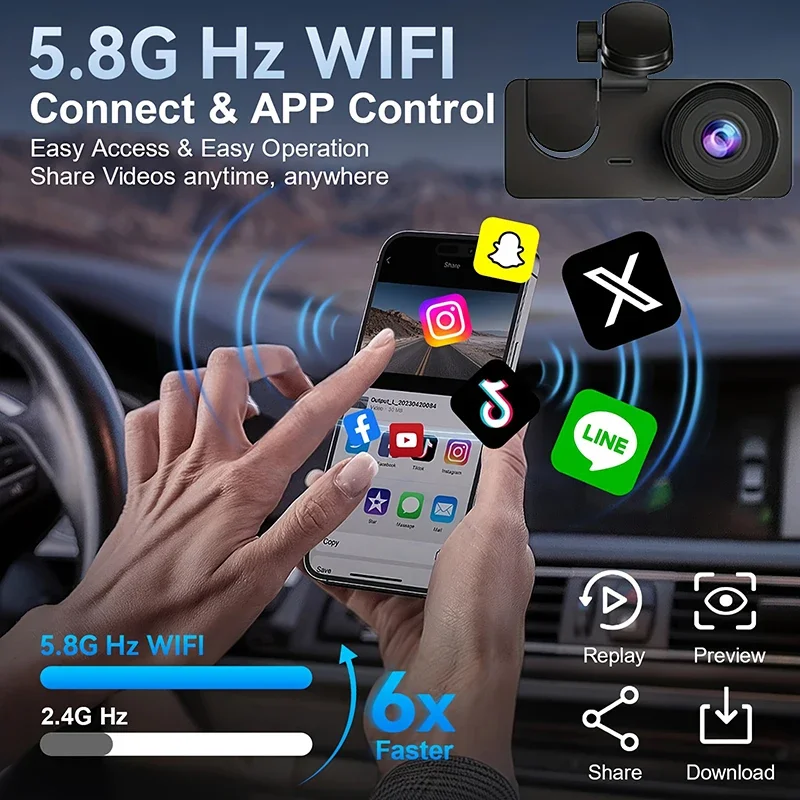 داش كام 2/3 قناة سيارة الصندوق الأسود واي فاي DVR HD 1080P فيديو أمامي مدمج وكاميرا خلفية ث/IR للرؤية الليلية اكسسوارات السيارات