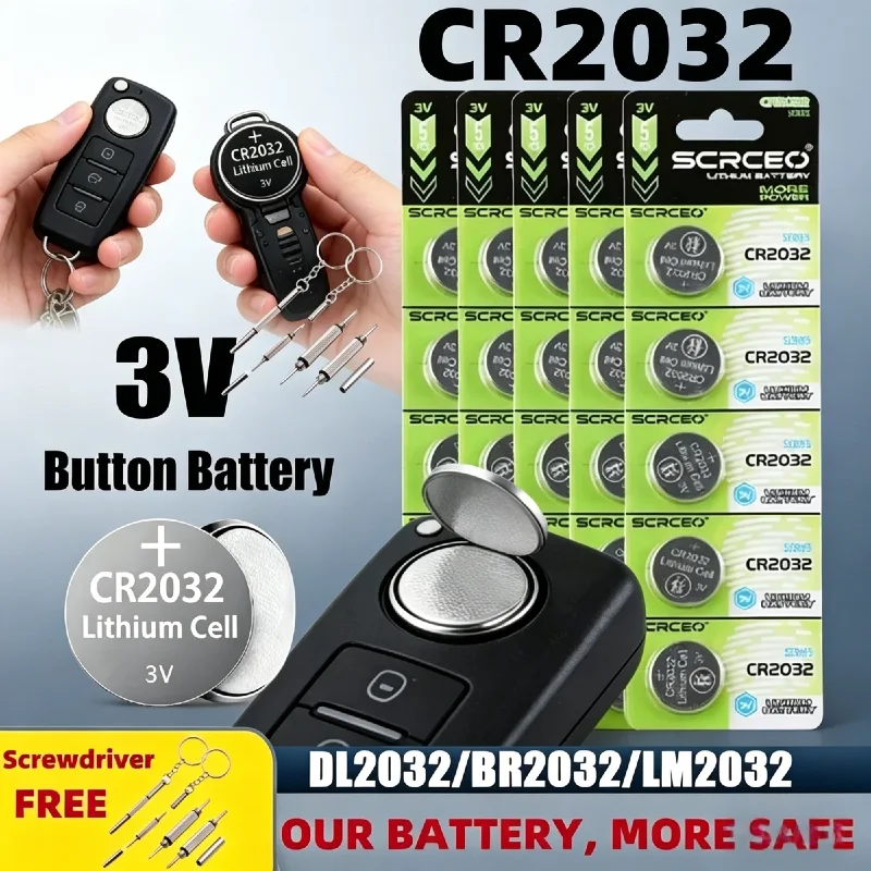 

5-100PCS CR2032 3V 210mAh Lithium Button Battery Coin Cell For Watch Toy Calculator Car Remote Key Fob