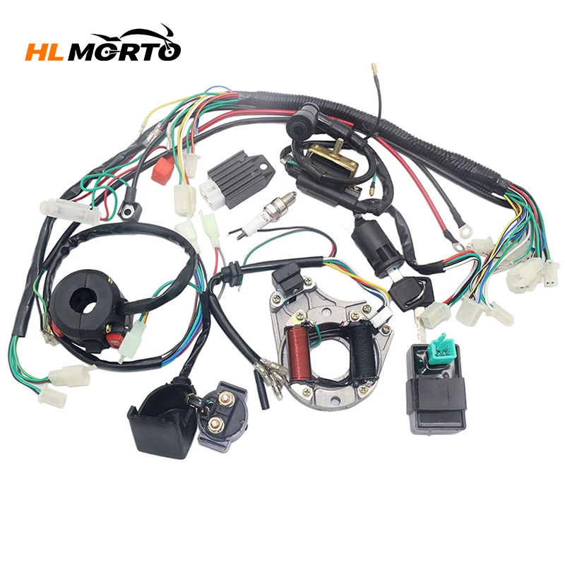 Complete Electrics Stator Coil CDI Wiring Harness Kit For 4 Stroke ATV 50cc  110cc 125cc Quad Bike Buggy Go Kart Pit Dirt Bikes