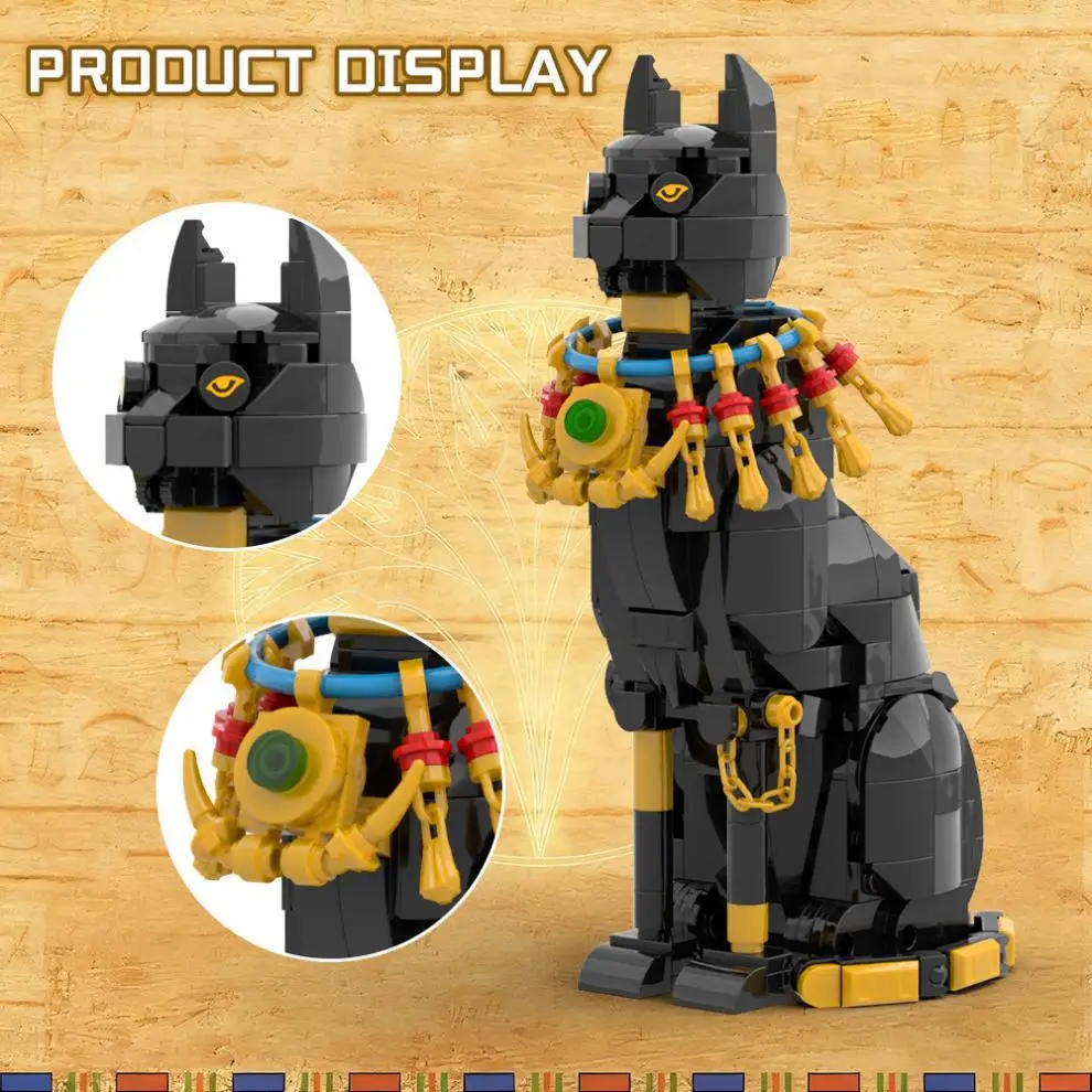 

Креативный конструктор «Египетская кошка»: набор для сборки, образец животного, развивающая игрушка, MOC, мелкие кирпичики, подарок для мальчиков на праздники