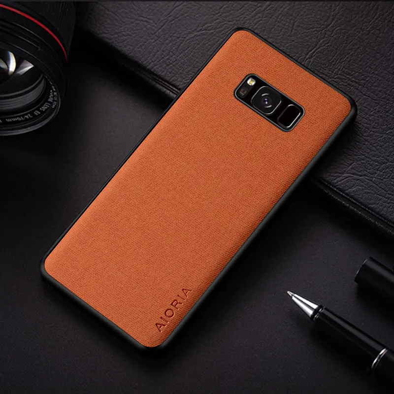 Case for Samsung Galaxy S8 S9 Plus coque new simple design solid color textile Leather shockproof protective Phone Cover funda