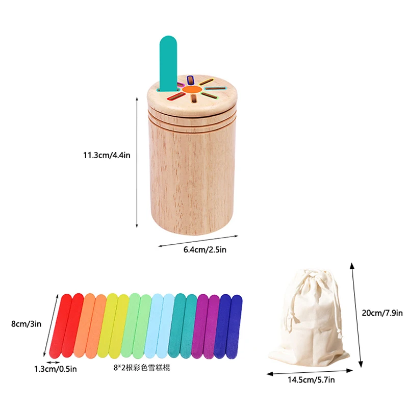 아기 감각 놀이 몬테소리 장난감, 색상 모양 분류 상자, 개체 영구 동전 스틱, 교구 어린이 조기 교육 나무 장난감