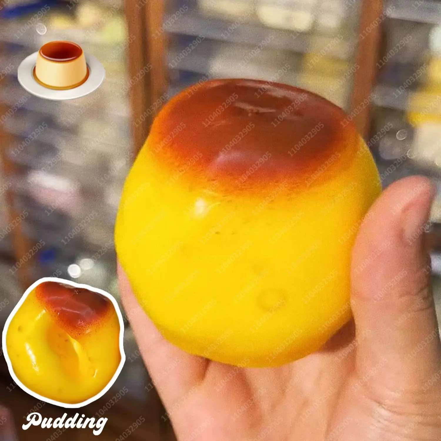 Knuspriger Pudding-Stressball, Quetschbarer Lebensmittelförmiger Squeeze-Ball, Fidget-Spielzeug, ASMR Sensorisches Stressabbau-Spielzeug für Kinder & Erwachsene, Geschenk