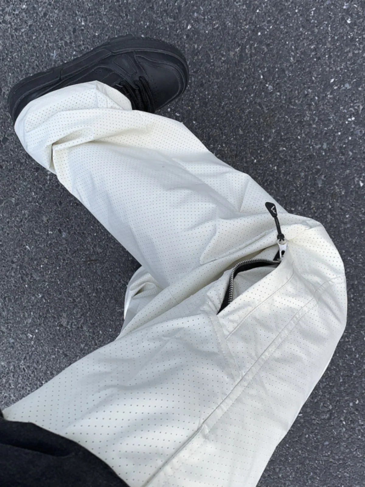 

Мужские летние повседневные брюки на молнии Qui Dry, свободные прямые брюки против морщин, модные уличные брюки с высокой талией и эластичной резинкой на талии