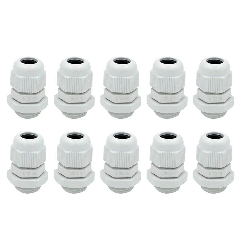 

10pcs M16x1.5 Cable Gland Waterproof Connector White Sealing Range 5.0 10.0mm Temp 20°C to 100°C Eco Plastic JSM16KVS G